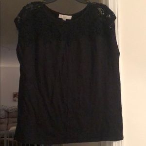 Loft black crochet tank